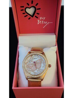 Betsey Johnson XOX Betsey Butterfly Watch Crystal Bezel New in Box FREE SHIPPING